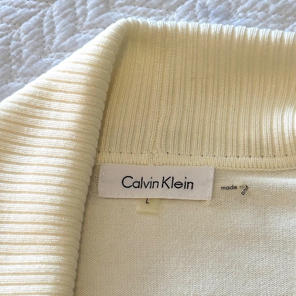 NWOT Calvin Klein Cropped Shawl Collar Open Cardigan 3/4 Sleeve Size L Cream - Picture 6 of 15